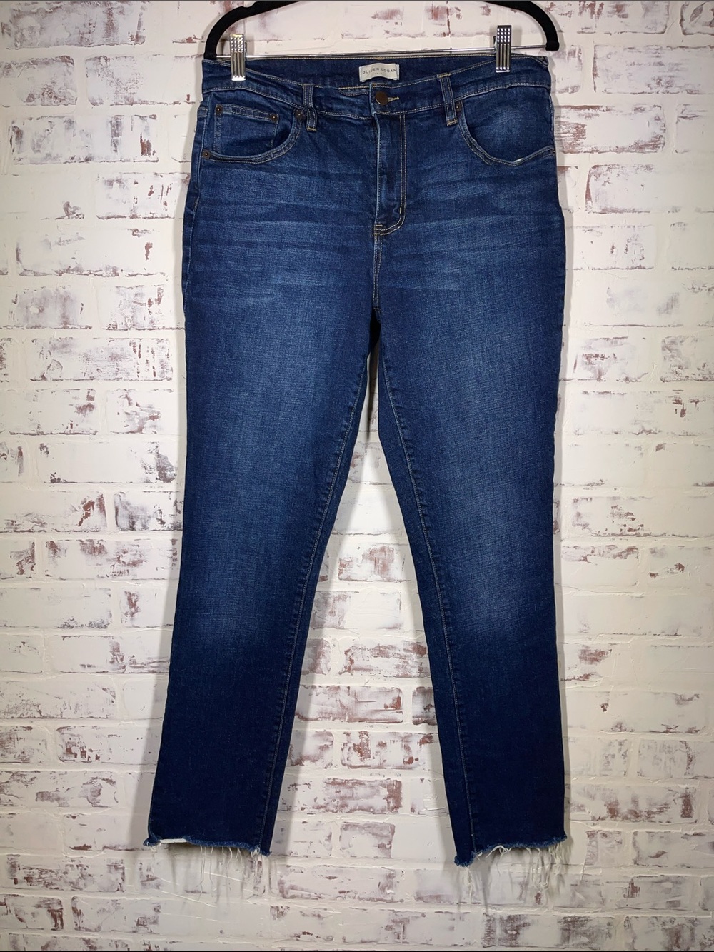 Oliver Logan Crosby Relaxed Blue Raw Hem Size 29